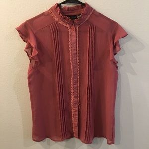 3/$15 Button up short sleeve ruffle shirt